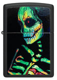 Zippo Sugar Skeleton Design Black Light Black Matte 48761