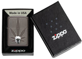 Zippo Engraved Weed Leaf Crystal Skull Black Ice 48773