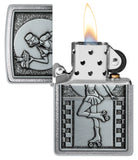 Zippo Roller Skating Waitress Emblem Brushed Chrome 48904