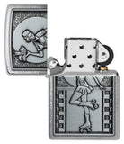 Zippo Roller Skating Waitress Emblem Brushed Chrome 48904