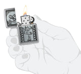 Zippo Roller Skating Waitress Emblem Brushed Chrome 48904