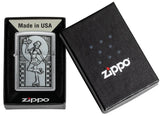 Zippo Roller Skating Waitress Emblem Brushed Chrome 48904