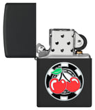 Zippo Poker Chip with Cherries Emblem Black Matte 48905