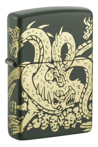 Zippo Dragon Design Green Matte 48907