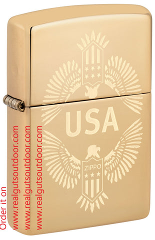 Zippo USA Eagle High Polish Brass 48915
