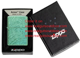 Zippo Topographical Map Deep Carved Armor High Polish Green 48917