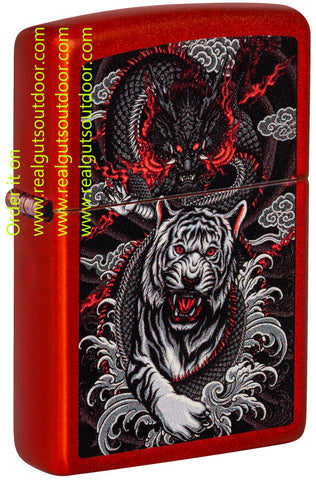 Zippo Dragon Tiger Design Metallic Red 48933