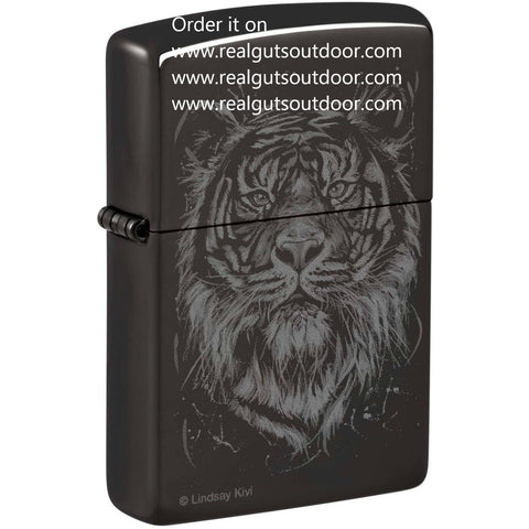 Zippo The Big Cat Design Metal Construction High Polish Black Lindsay Kivi 48935