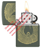 Zippo Wood Ring Design Green Matte 48959