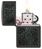 Zippo Subtle Motif of Intricate Scrollwork Color Image High Polish Black 48961