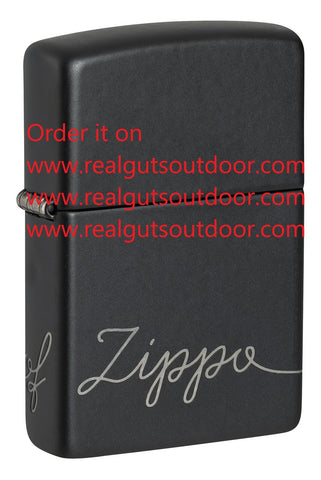 Zippo Script Design Black Matte with Chrome 48979