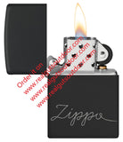 Zippo Script Design Black Matte with Chrome 48979