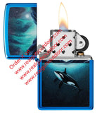 Zippo Aurora Orca Whale Design High Polish Blue 48984