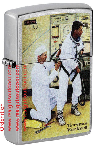 Zippo Norman Rockwell Astronaut Street Chrome two-sided Color Image 48988