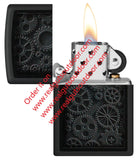Zippo Black Matte Rugged gears grind and churn Color Image 48999
