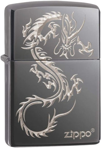 Zippo Chinese Dragon Design Black Ice 49030