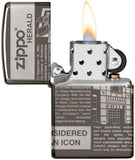 Zippo Newsprint Design Black Ice 49049