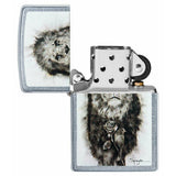 Zippo Spazuk Lion with Bird Perched on Rose Street Chrome 49088