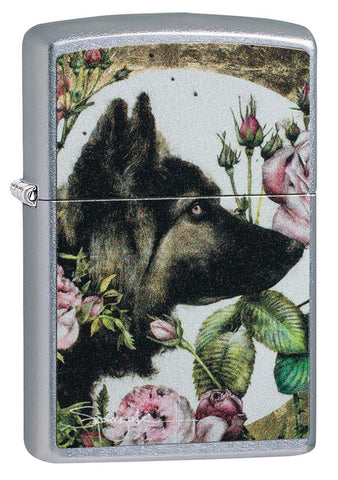 Zippo Spazuk German Shepherd with Flowers Street Chrome 49089