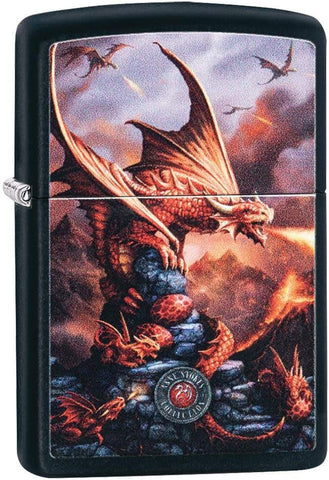 Zippo Anne Stokes Fire Breathing Dragon Black Matte 49097