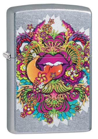 Zippo Psychedelic Lip Design Street Chrome 49110