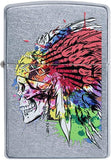 Zippo Skull with Headdress Design Street Chrome 49111