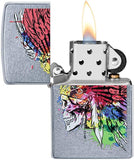 Zippo Skull with Headdress Design Street Chrome 49111
