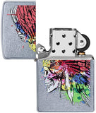 Zippo Skull with Headdress Design Street Chrome 49111