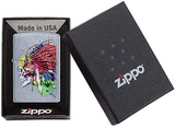 Zippo Skull with Headdress Design Street Chrome 49111