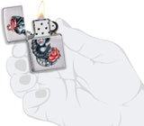 Zippo Stylized Tattoo Design Brushed Chrome 49112
