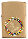 Zippo Nautical Flags and Anchor Design Brushed Brass 49128