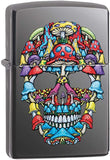 Zippo Mushroom Skull Design Black Ice 49135