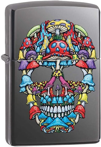 Zippo Mushroom Skull Design Black Ice 49135