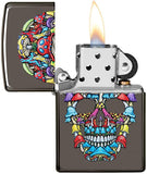 Zippo Mushroom Skull Design Black Ice 49135