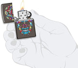 Zippo Mushroom Skull Design Black Ice 49135