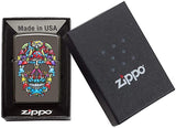 Zippo Mushroom Skull Design Black Ice 49135