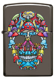 Zippo Mushroom Skull Design Black Ice 49135