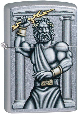Zippo Zeus Lightingbolt Design Street Chrome 49137
