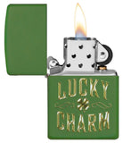 Zippo Lucky Charm Design Moss Green Matte 49138