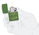 Zippo Lucky Charm Design Moss Green Matte 49138