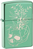 Zippo Botanical Skull Design High Polish Green 49142