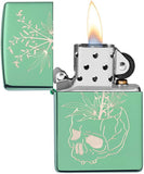 Zippo Botanical Skull Design High Polish Green 49142