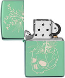 Zippo Botanical Skull Design High Polish Green 49142
