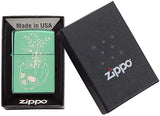 Zippo Botanical Skull Design High Polish Green 49142
