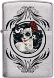 Zippo Day of The Dead Girl Design Brushed Chrome 49253