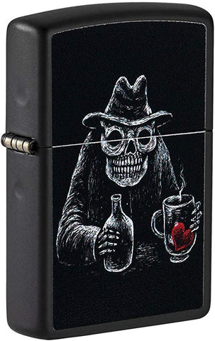 Zippo Bar Skull Design Black Matte 49254
