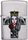 Zippo Cross, Queen and Skull Design Brushed Chrome 49262