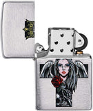 Zippo Cross, Queen and Skull Design Brushed Chrome 49262