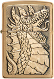 Zippo Dragon Emblem Brushed Brass 49297