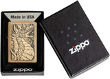 Zippo Dragon Emblem Brushed Brass 49297